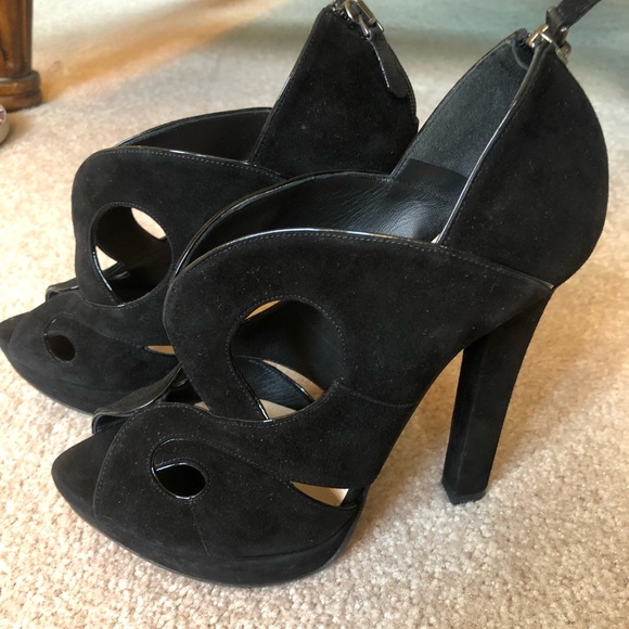 Bottega Veneta Black Suede Sandals Size 37 - Picture 1 of 8